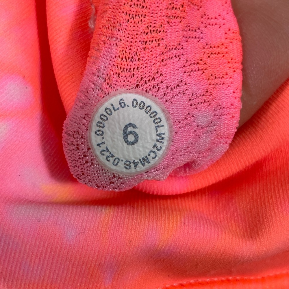 Lululemon Energy Bra High Neck Long Line Size 6 Grapefruit Pink Crossback - Picture 4 of 6